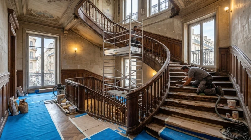 Cage d'escalier de copropriété à Marseille